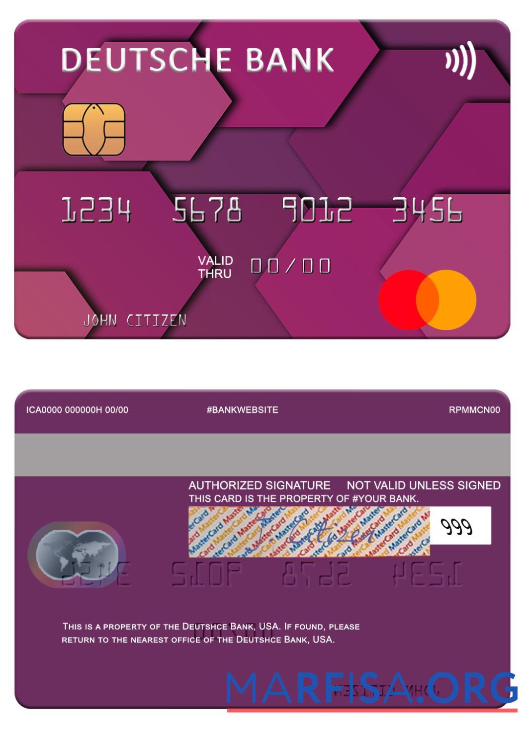 Downloadable USA Deutsche Bank mastercard sample